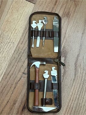 VTG Marx Germany Mini Pocket Tool Kit 8 pc w/ leather case
